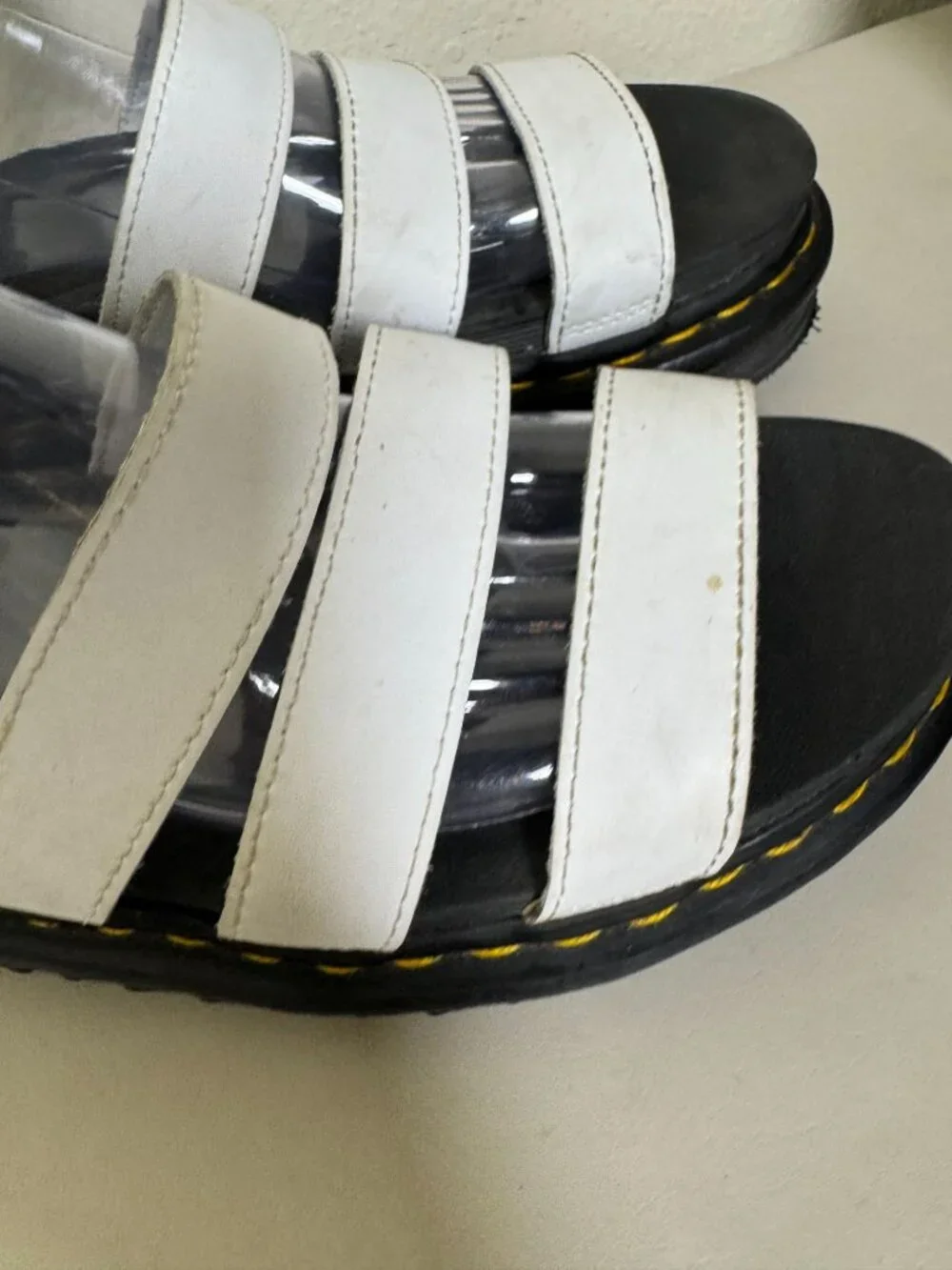 Dr. Martens Blaire White Hydro Leather Gladiator Sandals Women 8 Platform Chunky